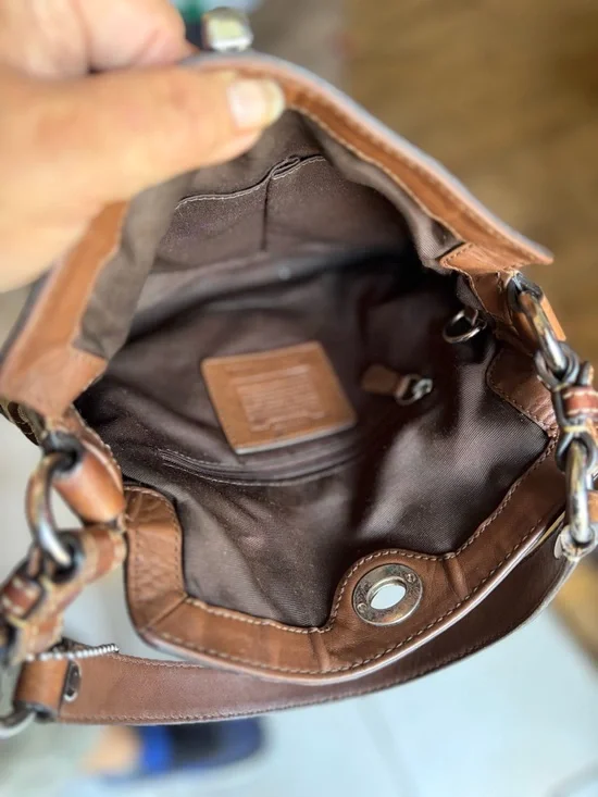 Y2k COACH 10980 CHELSEA SIGNATURE C JACQUARD HOBO HANDBAG SATCHEL Brown LEATHER - Picture 4 of 10